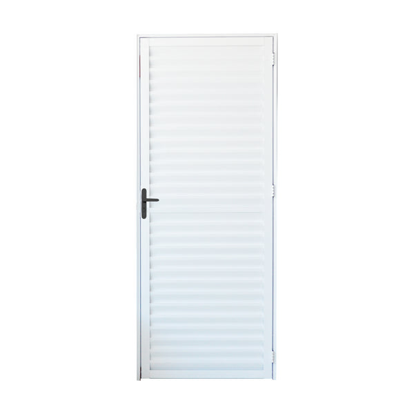 Kit Porta Alumínio de Giro Esquerdo Branca 210x70cm Veneziana Slim Líder