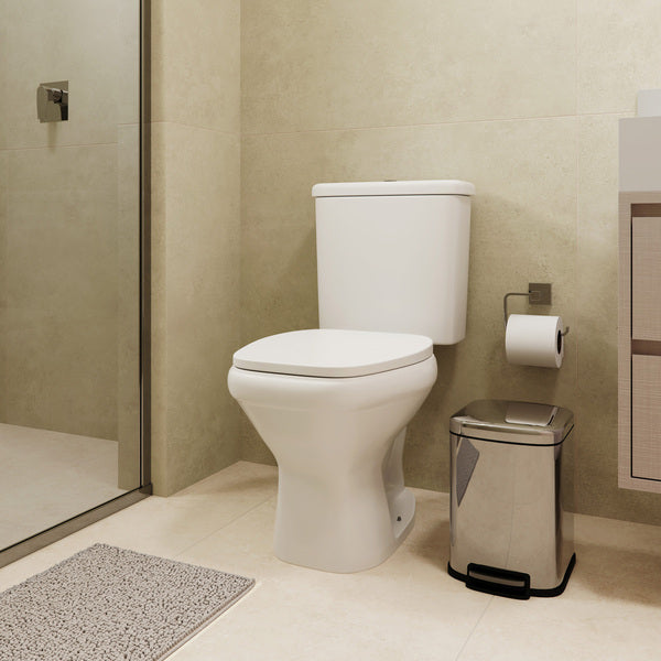 Kit Vaso Sanitário com Caixa Acoplada e Assento Branco Quadrado 3 e 6 litros Like Celite