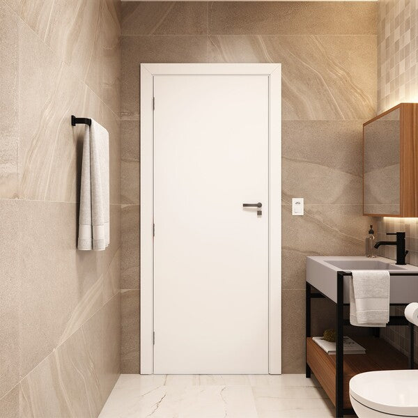 Kit Porta Madeira de Giro Direito|Esquerdo Branco 210x60cm Sarrafeada Batente 7,5 a 16cm Vivace UV Lisa Artens